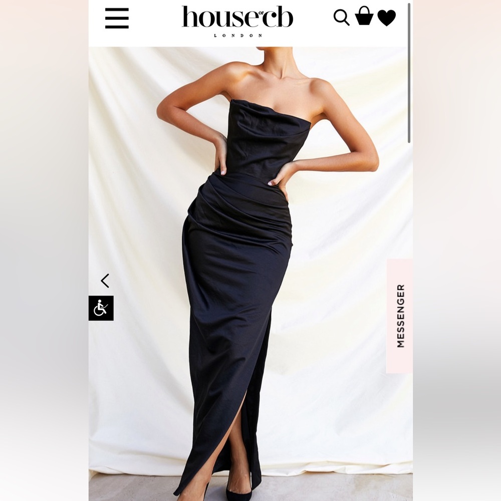 ADRIENNE BLACK SATIN STRAPLESS CORSET MAXI HOUSE OF CB